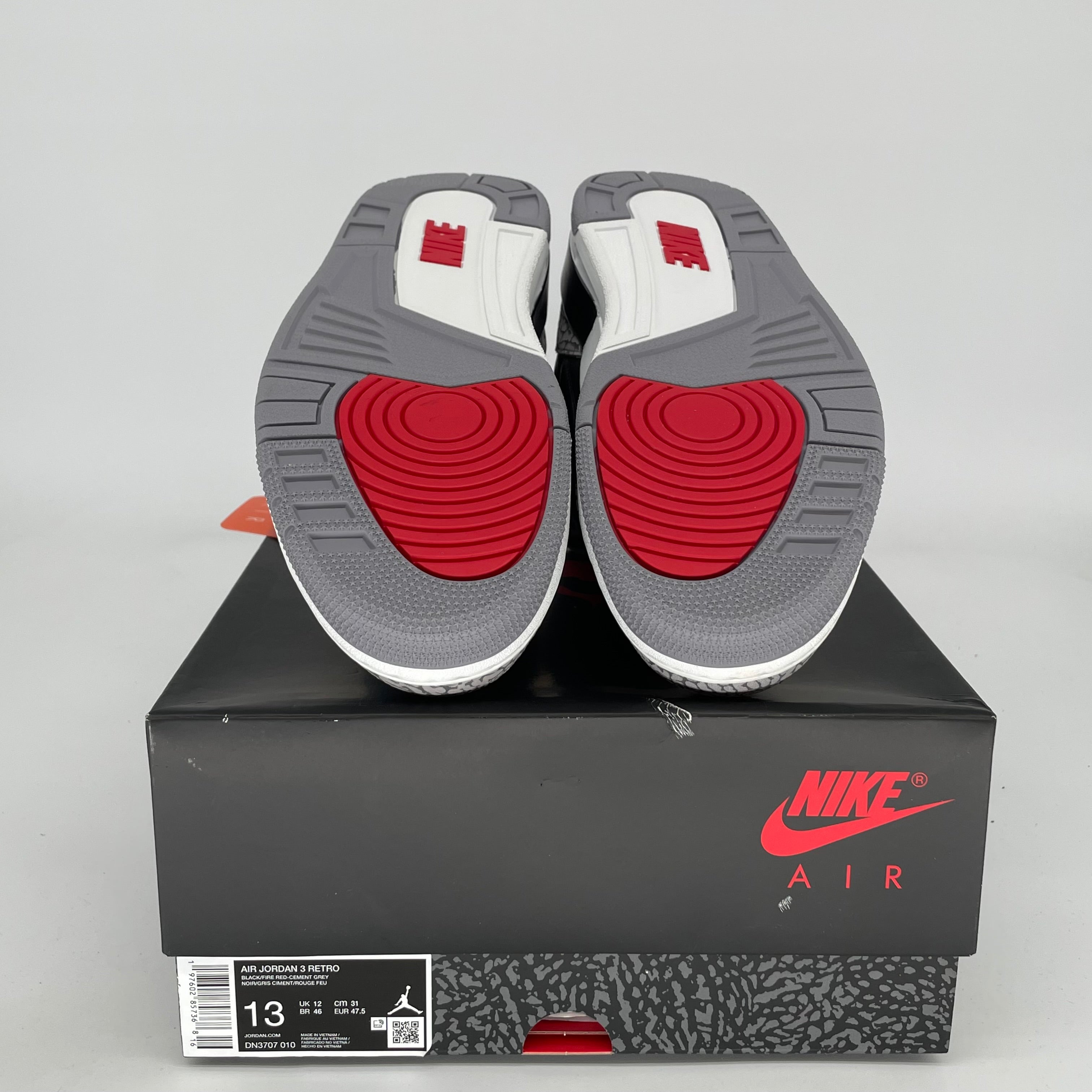 Original Air Jordan 3 Retro 'Black Cement' Men's Basketball Shoes Size 13 (DN3707-010) - Iconic Sneakers for Streetwear & Basketball Performance