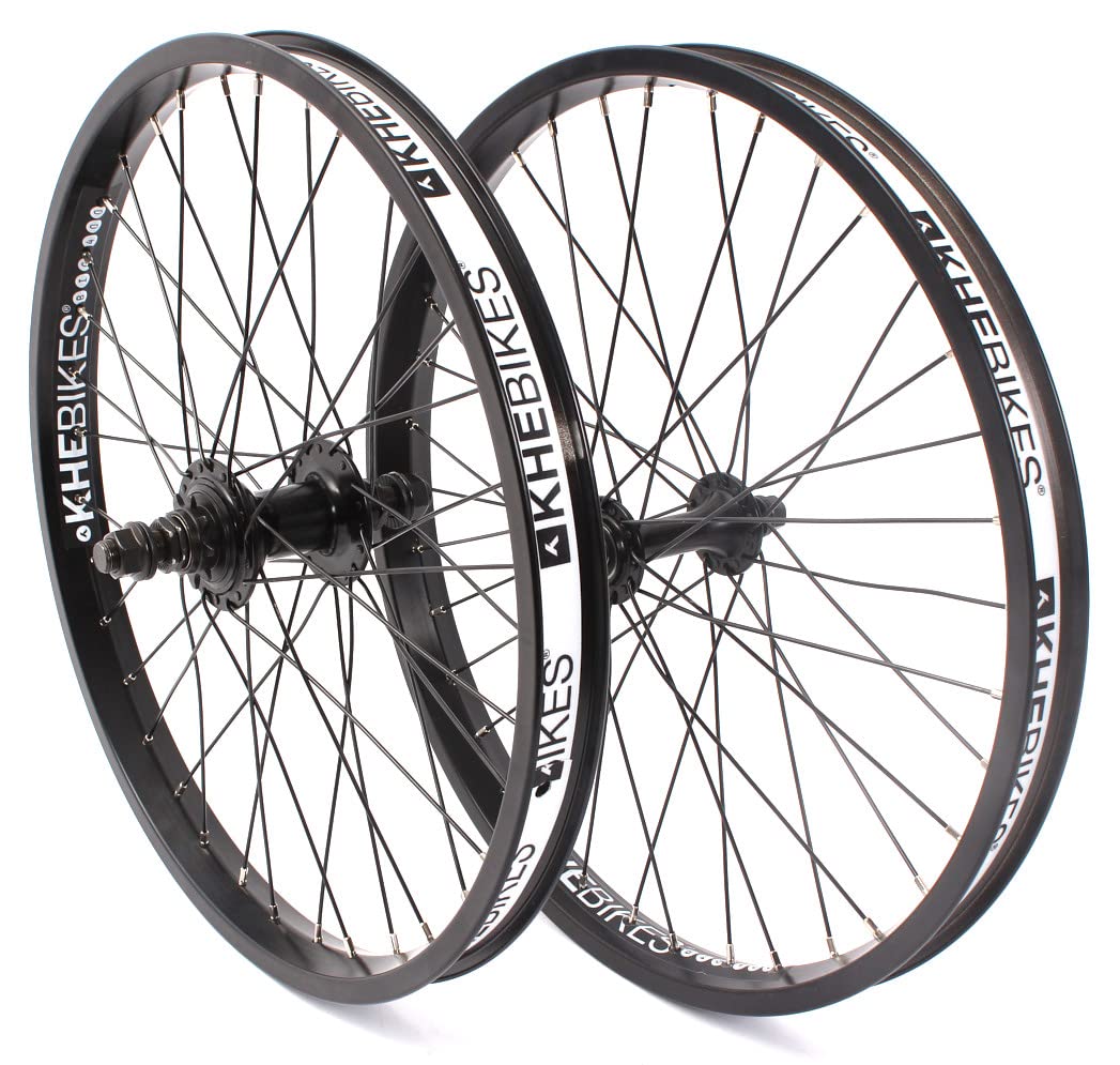 KHE BMX MVP Wheel Set - 36 Hole Aluminum Black 9T Sprocket with Rim Tape - High Performance BMX Bike Wheels for Street & Park Riding - Made in Germany