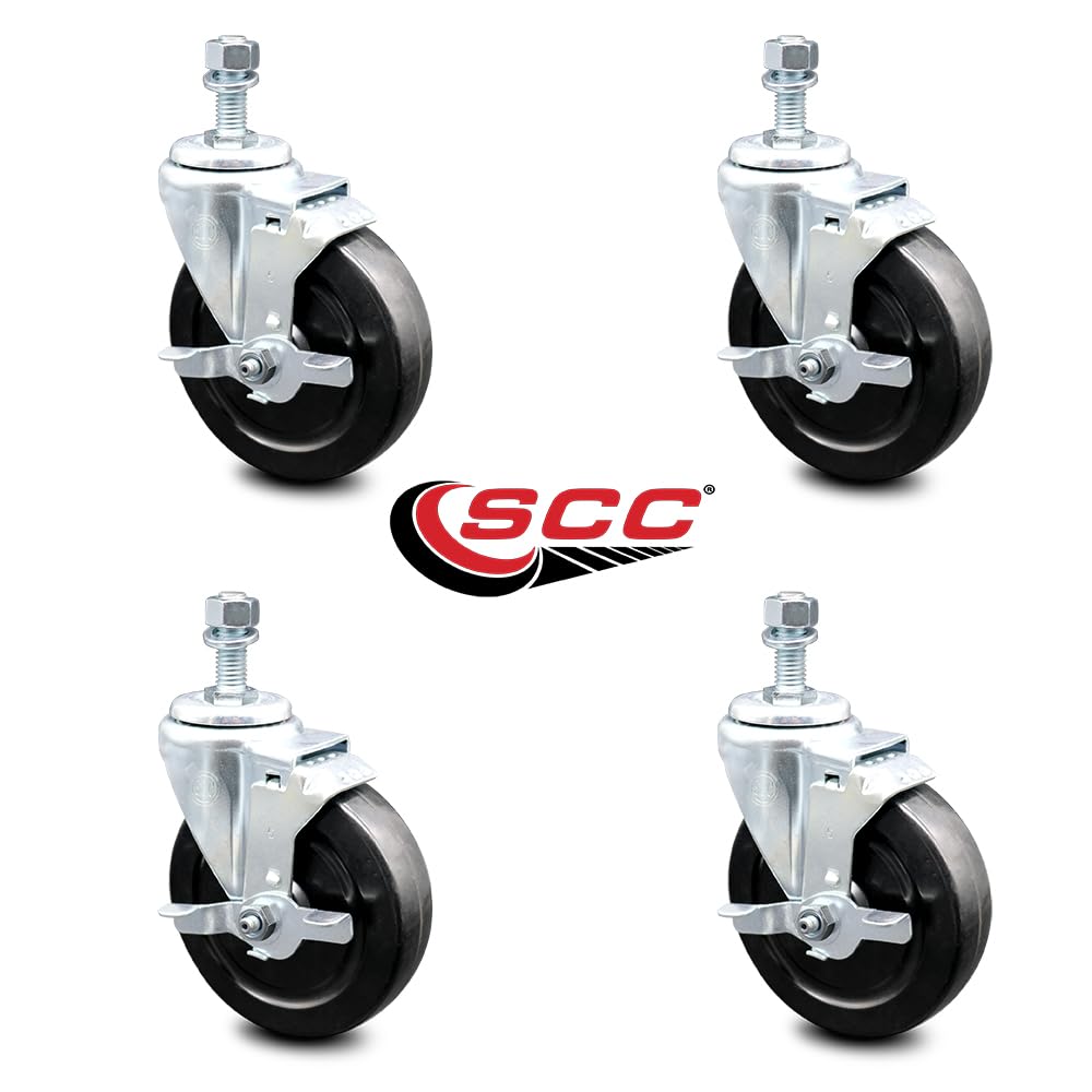 4-Pack Heavy Duty Hard Rubber Swivel Casters with 5