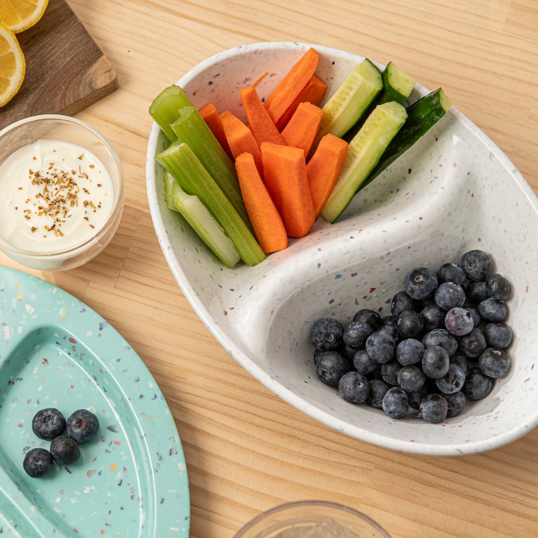 2PC White Confetti Divided Serving Dish - Perfect for Parties, Weddings & Dessert Displays