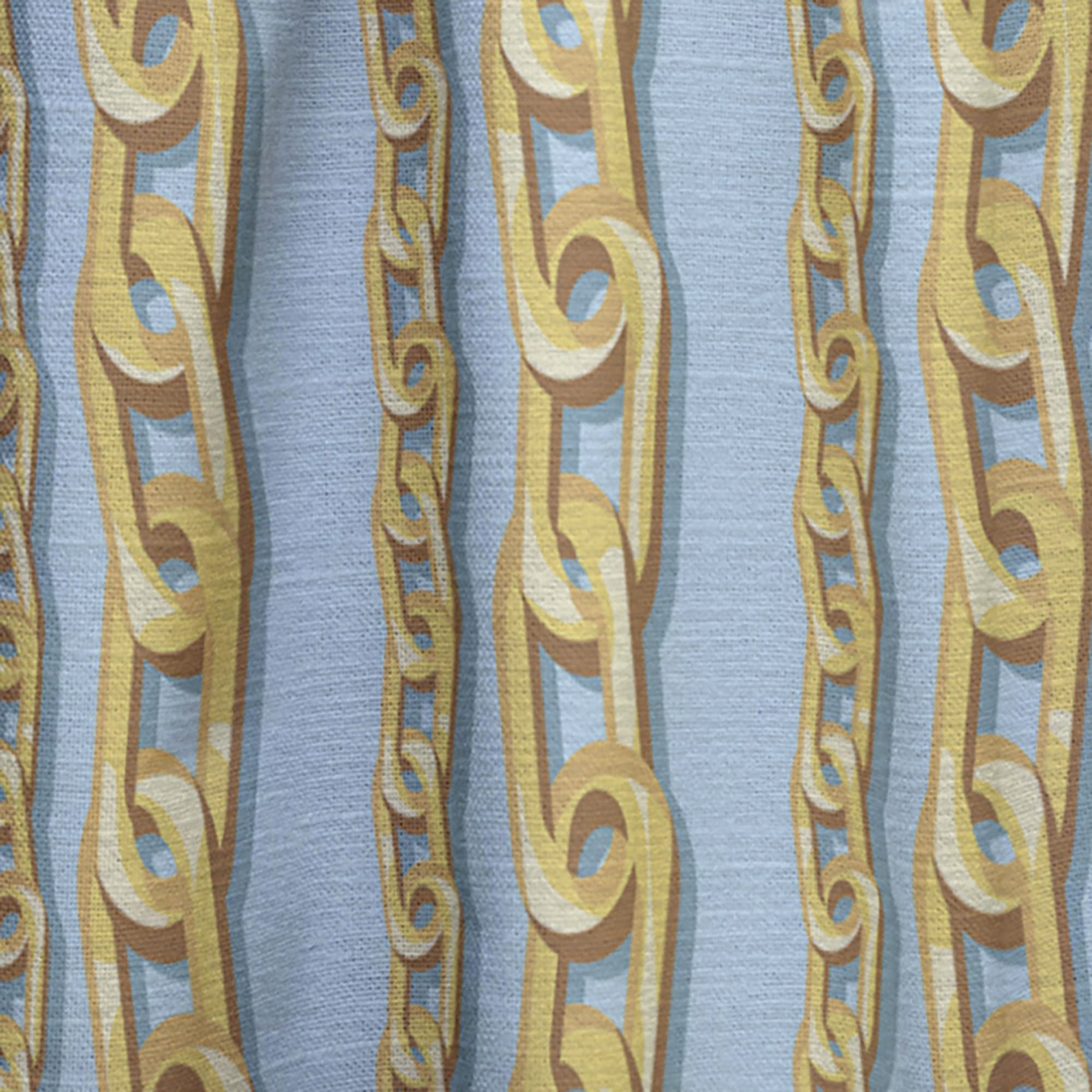 DesignQ Gold Chain Pattern Thermal Insulated Curtains - Single Panel 52x95 Inches - Elegant Window Treatments for Bedroom & Living Room | Perfect for Home Decor, Light Blocking & Energy Saving