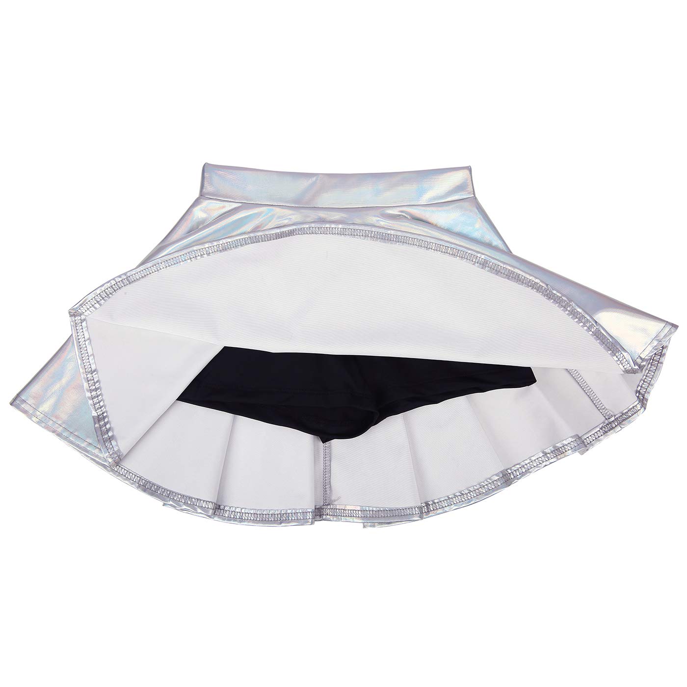HDE Girls' Metallic Skater Skort - Shiny Holographic Dance Skirt for Cheerleading, Gymnastics & Casual Wear | Athletic Scooter Skirt with Comfort Fit