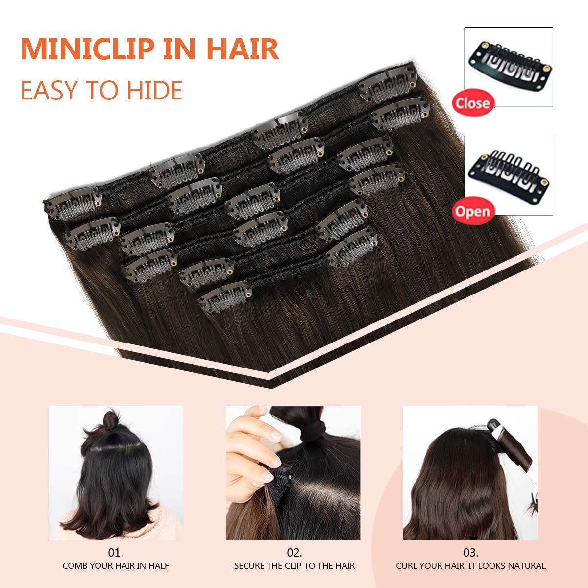 Premium 100% Human Hair Clip-In Extensions - Silky Straight Hair Extensions for Length & Volume | Perfect for Parties, Weddings & Everyday Styling