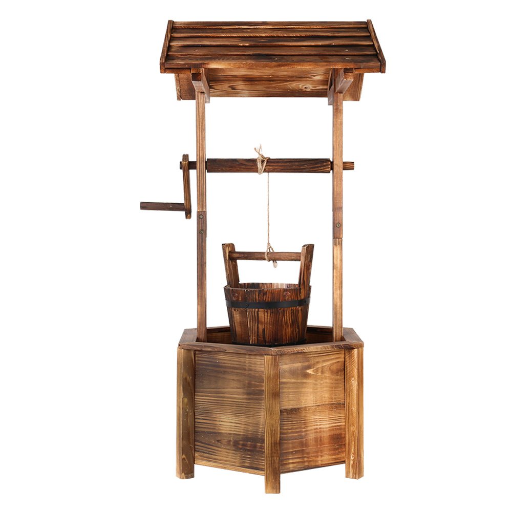 Rustic Wooden Wishing Well Garden Decor - Handcrafted Outdoor Ornament for Yard, Lawn & Patio Decoration | Perfect for Cottage Gardens, Wedding Centerpieces & Backyard Landscaping