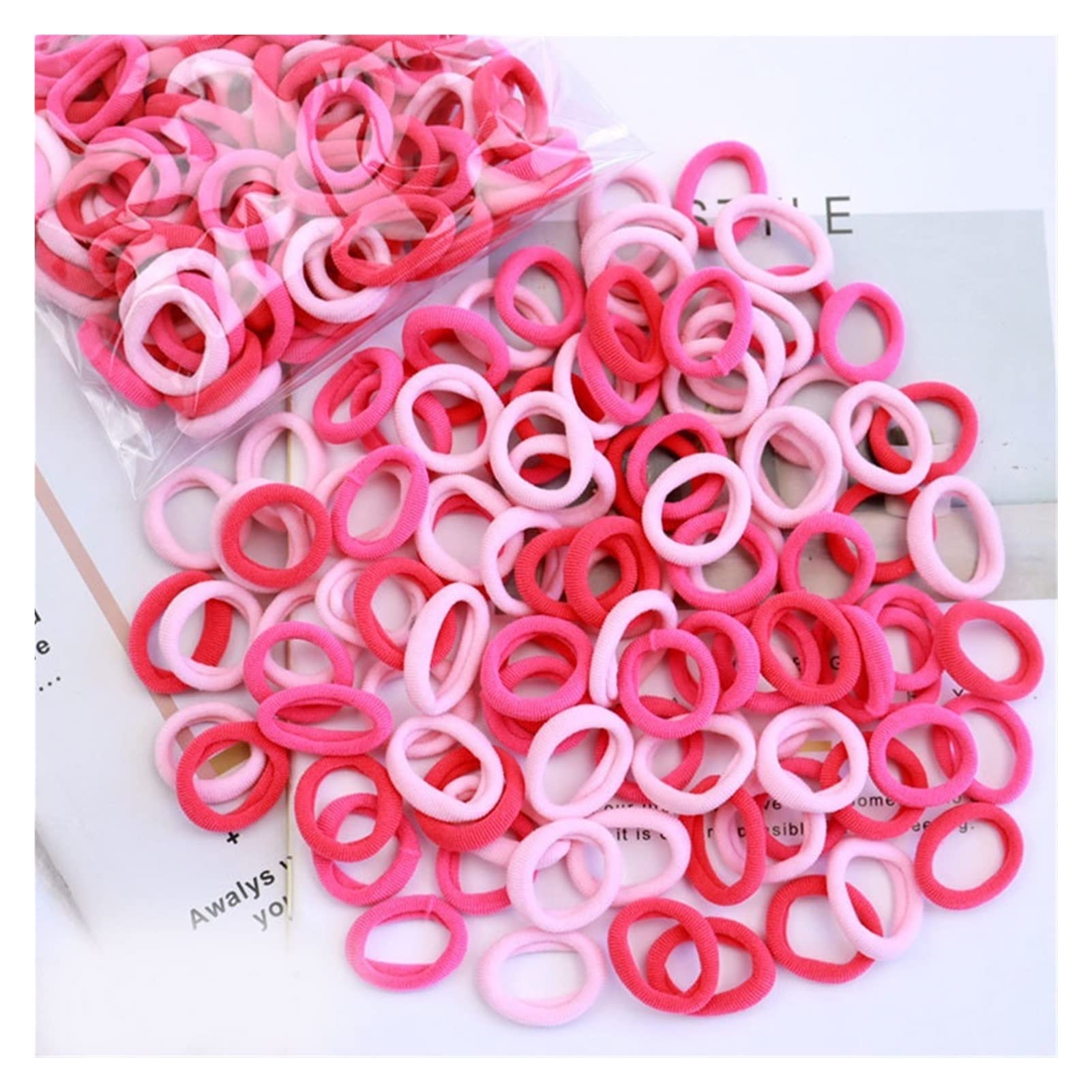 50/100 Pcs Cute Gradient Powder Hair Elastics for Women & Girls - Soft Scrunchie Hair Ties, Headbands & Bobbles Accessories - Perfect for School, Work, Gym & Daily Styling