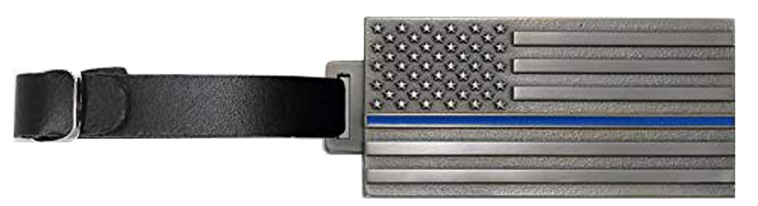 Thin Blue Line Pewter Luggage Tag - Indiana Metal Craft TBLT201 - Perfect for Travel, Backpacks & Suitcases