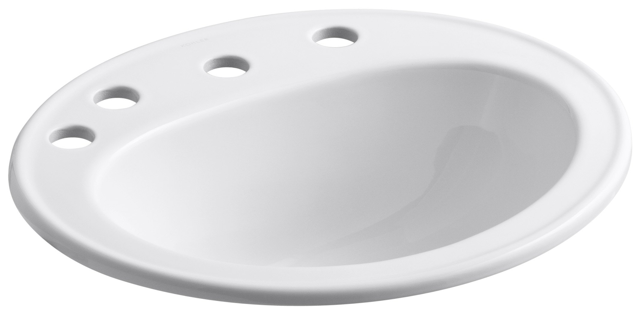 KOHLER K-2196-8L-0 White Self-Rimming Bathroom Sink with 8