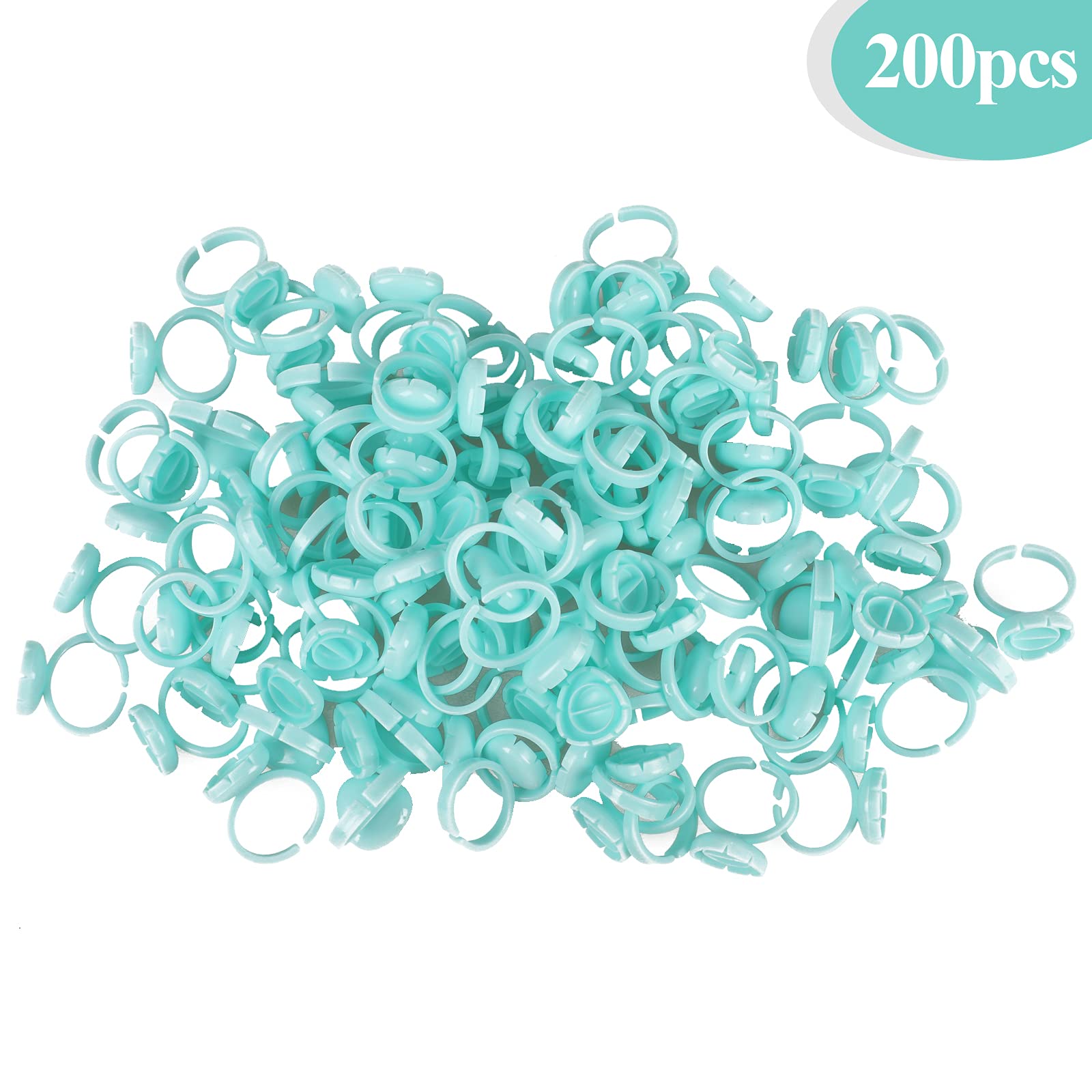 Fenshine 200 PCS Eyelash Extension Glue Rings - Smart Lash Adhesive Holder Cups for Volume Lashes, Quick Blossom Applicators (Green) - Perfect for Professional Lash Artists & DIY Home Use