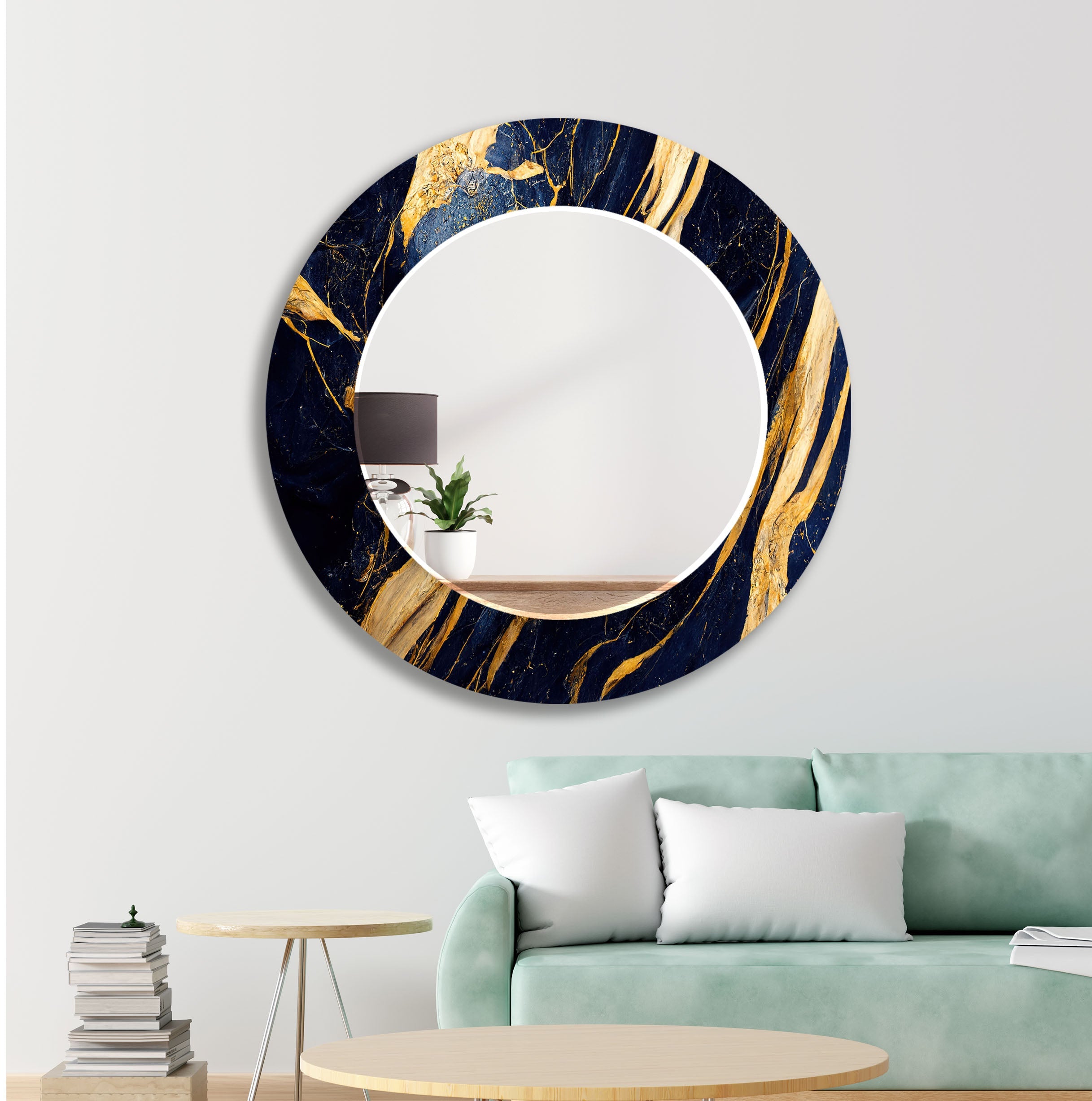 Elegant Black and Gold Round Wall Mirror - 24 Inch Decorative Hanging Mirror for Living Room, Bedroom, or Entryway Decor