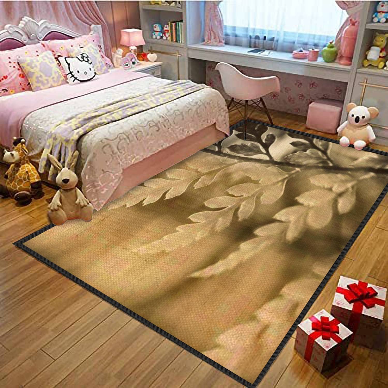 Modern Abstract Fern Area Rug - Non-Slip Soft Indoor/Outdoor Carpet for Living Room, Bedroom & Kids Room - Perfect for Home Decor, Yoga Space and Cozy Reading Nook
