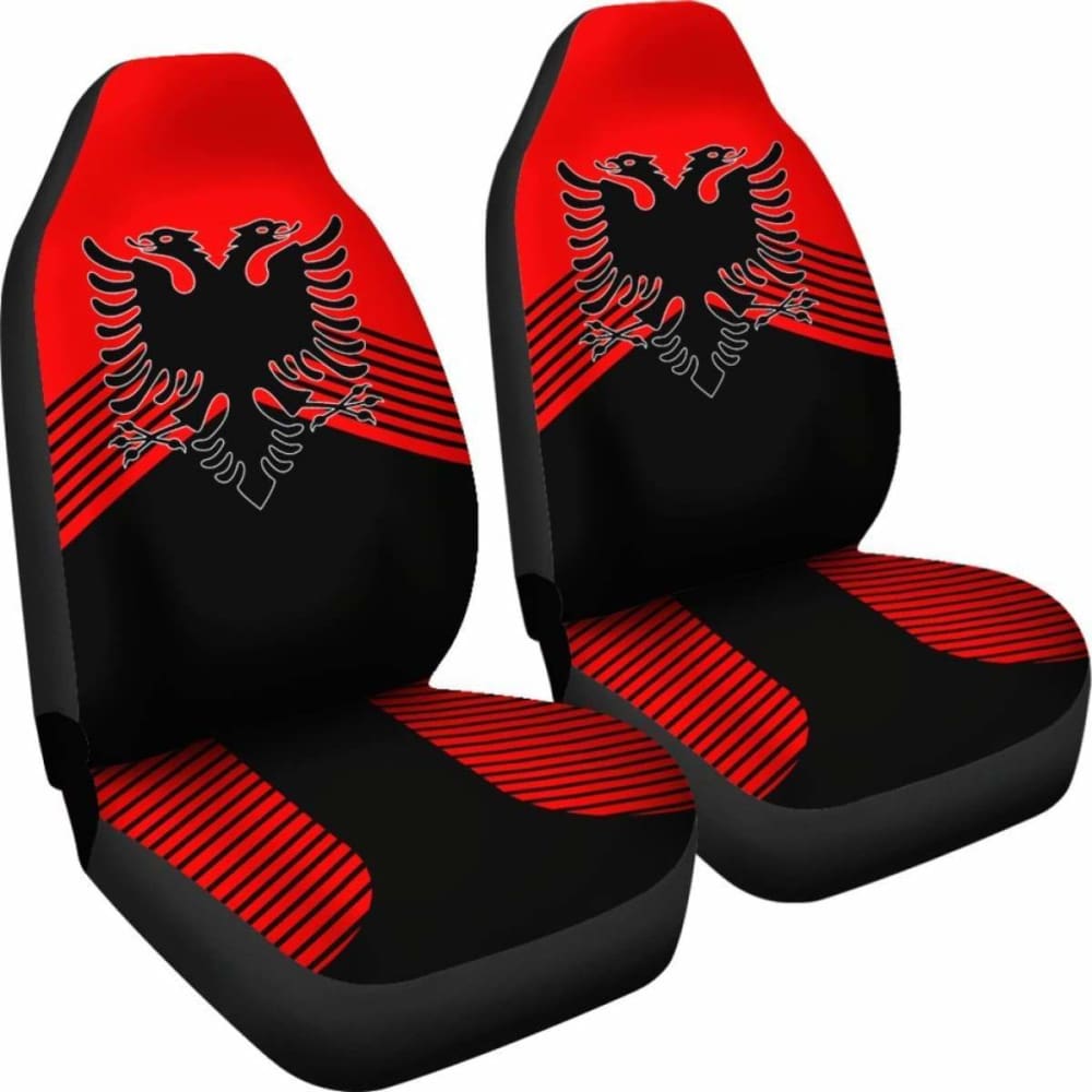 Premium Albania Coat Of Arms Embroidered Car Seat Covers - Durable & Stylish for SUVs, Trucks & Sedans - Perfect for Albanian Pride & Car Protection