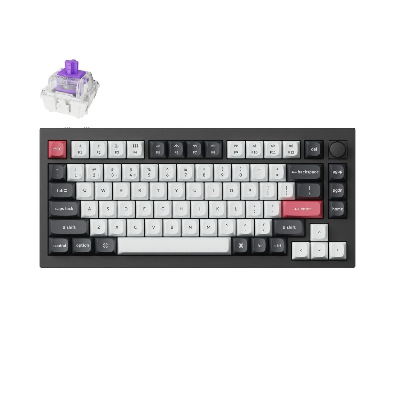 Keychron Q1 HE Hot-Swappable RGB Wireless Mechanical Keyboard - 75% Layout (84 Keys) with Hall Effect Switches, Aluminum Frame & Knob - Bluetooth 5.1 & 2.4GHz Wireless for Windows/Mac - Carbon Black (Q1H-M1) | Perfect for Gaming, Coding & Office Work