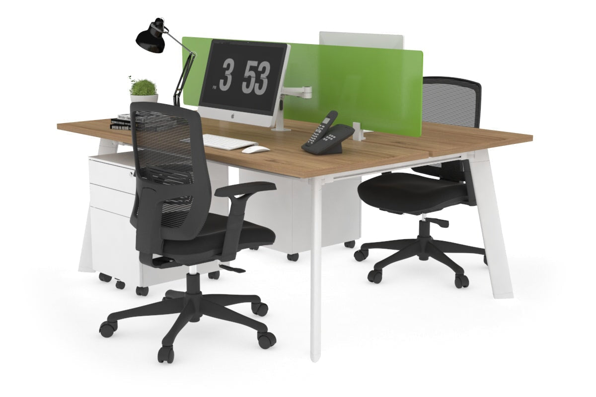 2-Person Workstation with White Frame - 1800L x 700W - Perfect for Office, Home Office, and Collaborative Workspaces