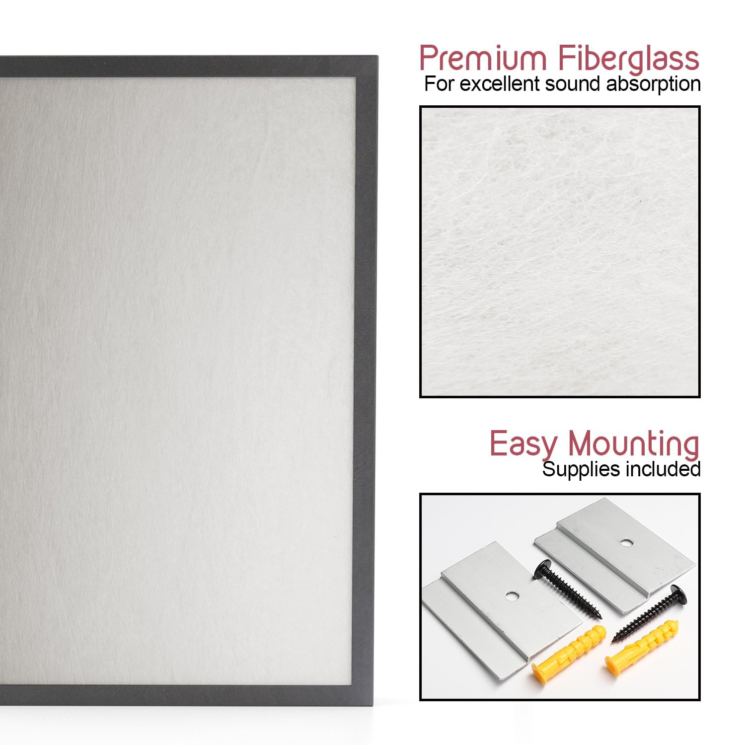 Soundproof Wall Panels 24x24 Inches - 5 Pack Acoustic Panels for Noise Reduction, Eco-Friendly Fiberglass Sound Damping Panels with Black Fabric - Perfect for Home Studios, Offices & Theaters