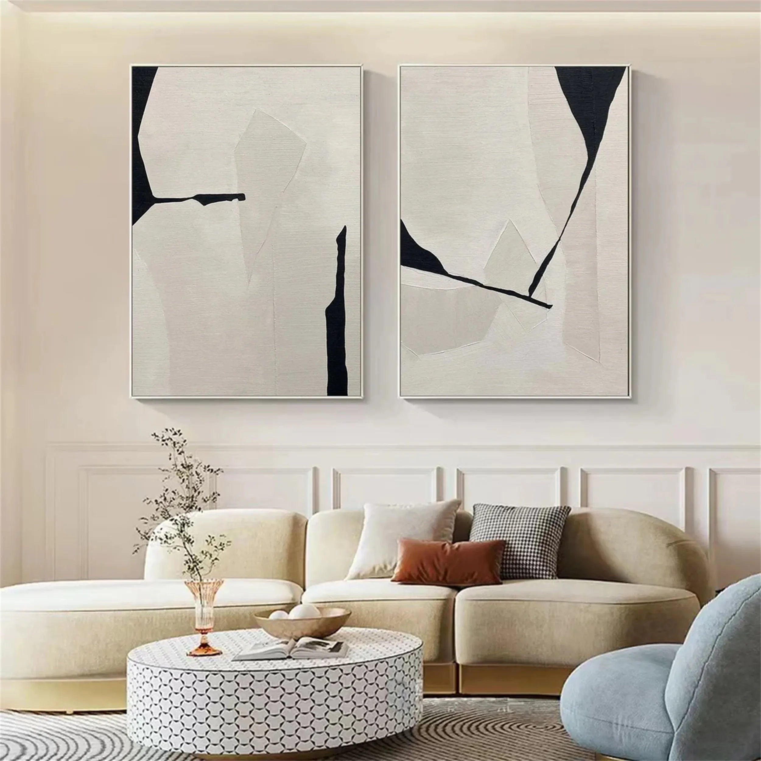 Abstract Tranquility Set of 2 Wall Art Paintings - Modern Minimalist Canvas Prints for Living Room, Bedroom & Office Decor #WS126