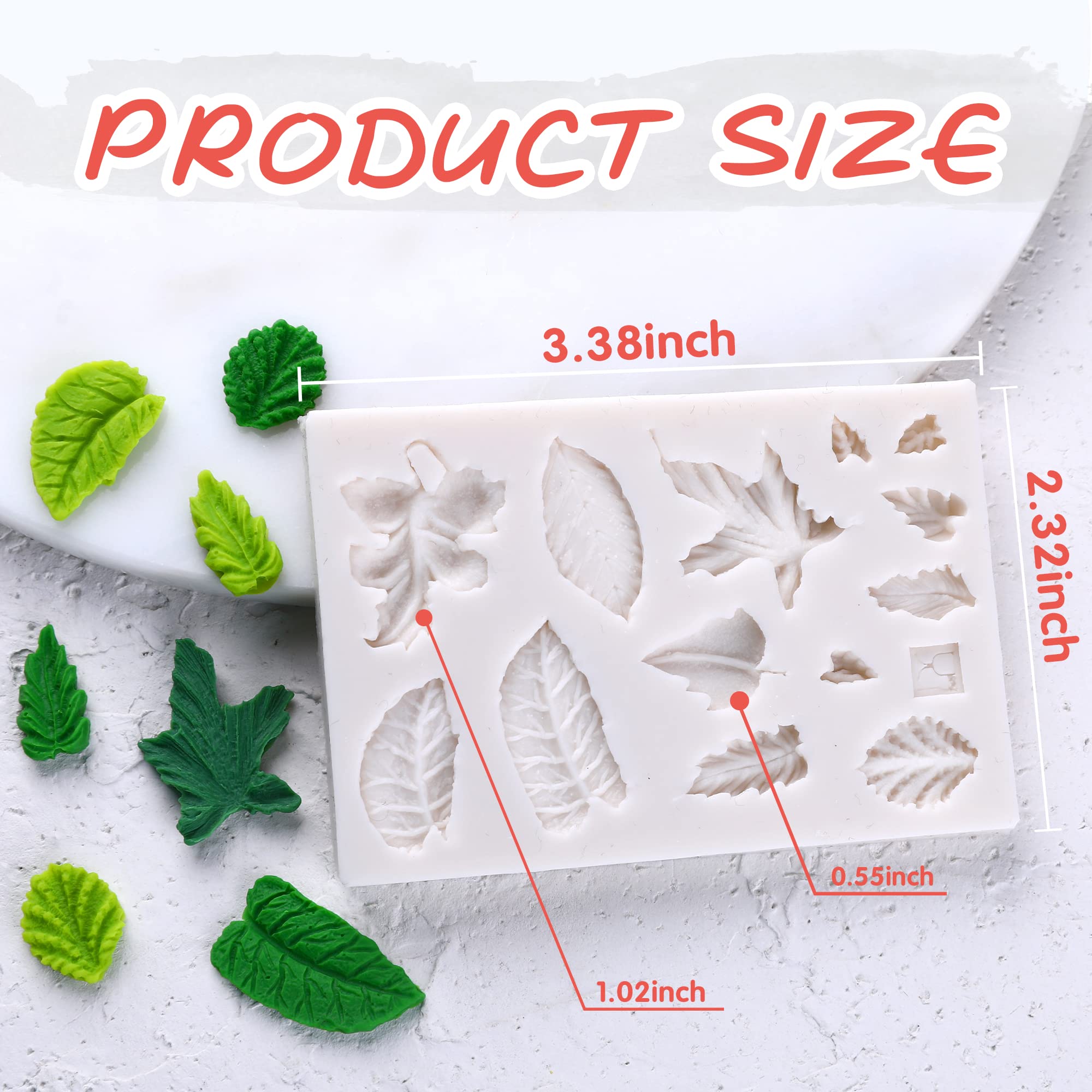 14-Cavity Puocaon Leaves Silicone Molds for Polymer Clay Jewelry Making - 0.5~1.3 Inch Leaf Shapes (Perfect for DIY Earrings, Pendants & Botanical-Themed Crafts)