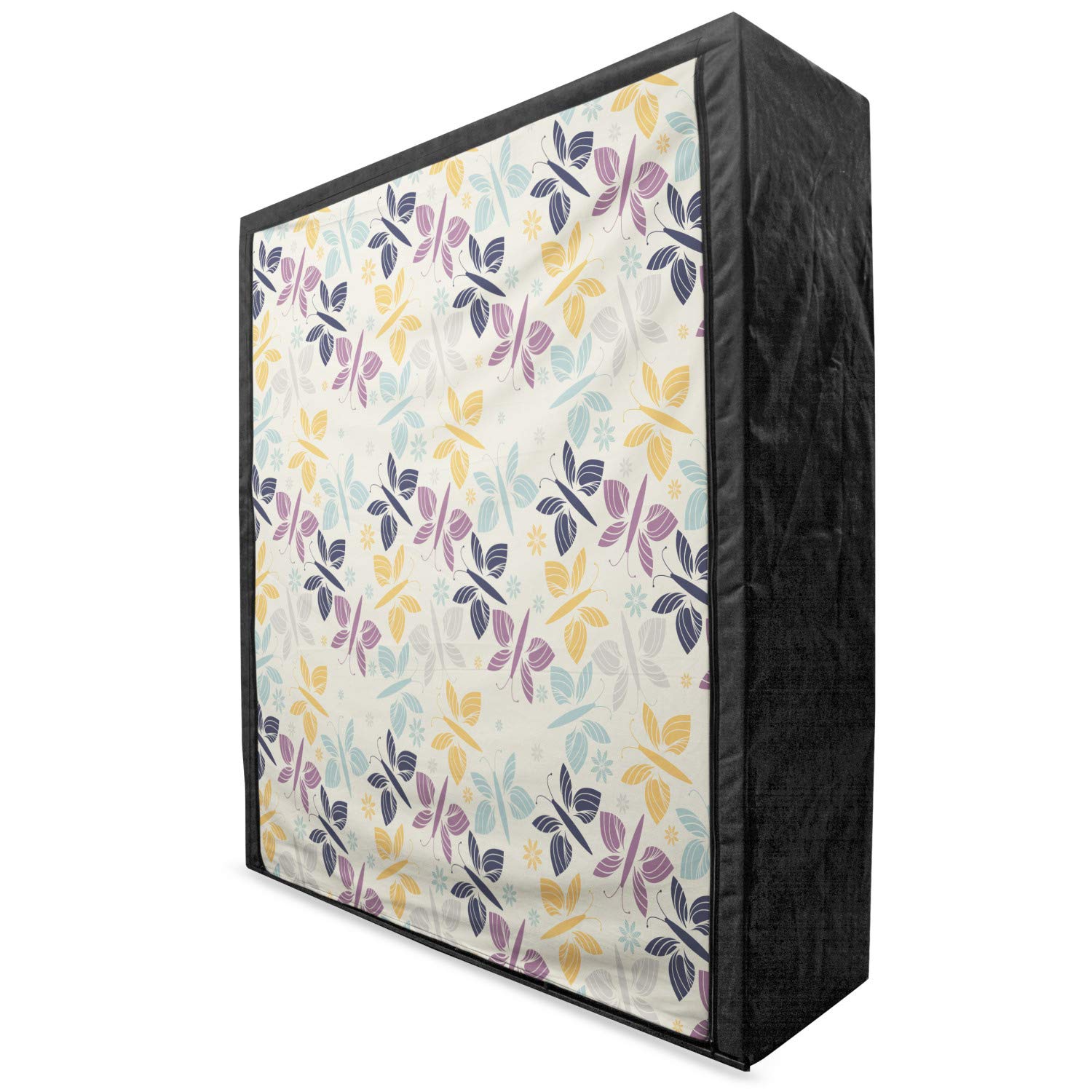 Ambesonne Butterfly Portable Fabric Wardrobe - Pastel Spring Floral Pattern with Butterfly Silhouettes, 59 Inch Closet Organizer with Shelves for Bedroom, Closet & Dorm Storage | Multicolor Clothing Storage Solution