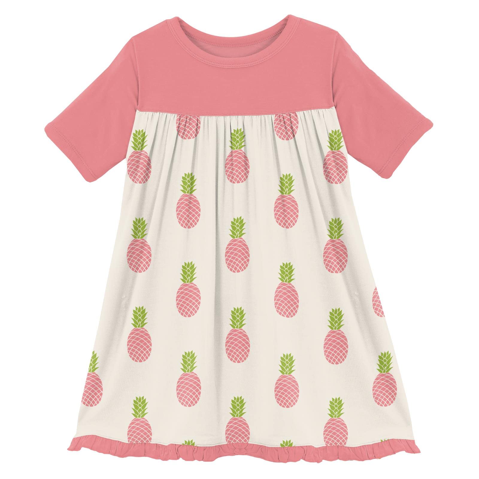 KicKee Pants Girls' Short Sleeve Swing Dress - Soft Bamboo Viscose Baby & Toddler Clothing - Perfect for Playdates, Parties & Everyday Wear
