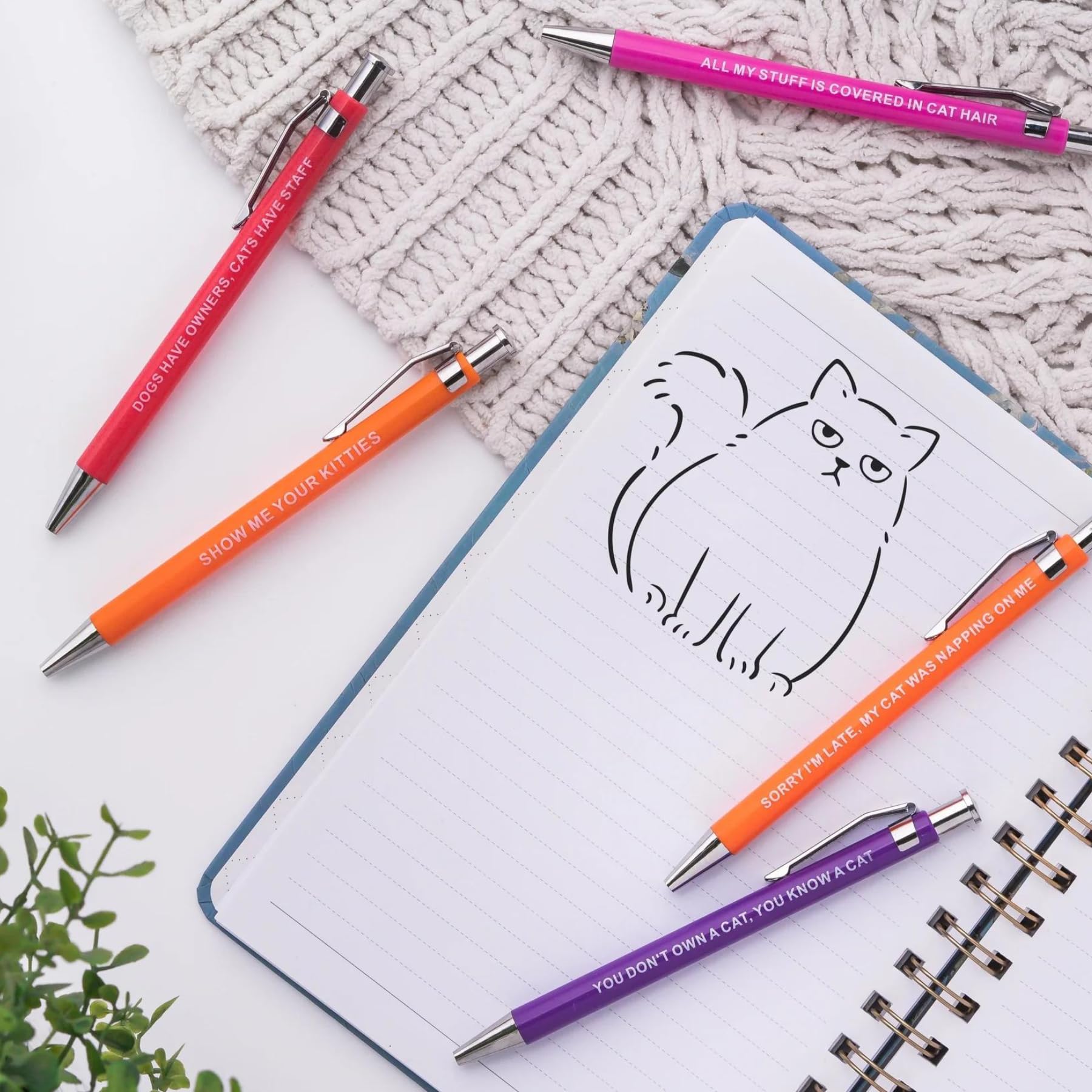 Funny Cat Pens for Cat Lovers - Humorous Saying Ballpoint Pens | Perfect Office Gag Gift for Pet Owners, Coworkers & Cat Enthusiasts | Great for Birthday Gifts, White Elephant & Secret Santa Exchanges