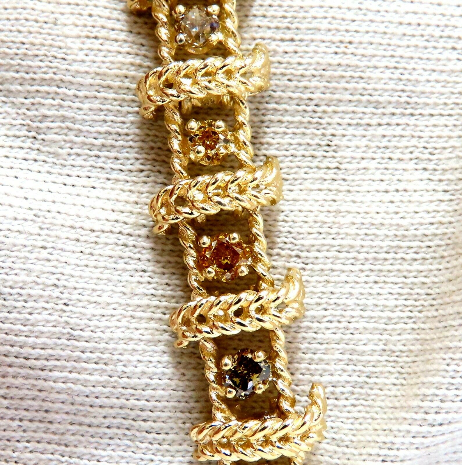 4.08ct Natural Fancy Color Diamonds Bracelet - Yellow, Orange, Green & Brown Diamonds in 14K Gold | Elegant Jewelry for Weddings, Parties & Special Occasions