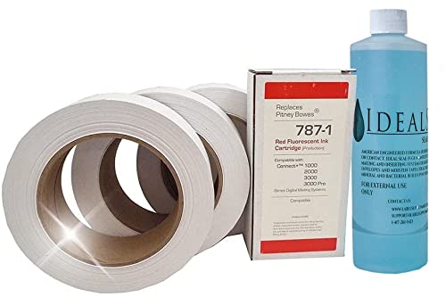 IDEALSEAL Compatible 787-1 Max Volume Ink Cartridge for PB Connect Series - Compare to PB 787-1 | Includes 3 Rolls 613-H Connect Tape & 16oz Sealing Solution | Perfect for Office, Warehouse & Shipping Label Printing