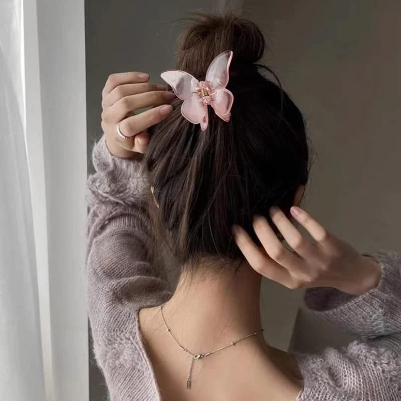 Butterfly Hair Clips for Women & Girls - 4 Pack Cute Butterfly Claw Clips for Thick & Medium Hair - Hair Accessories for Ponytails, Buns & Updos - Model 0194