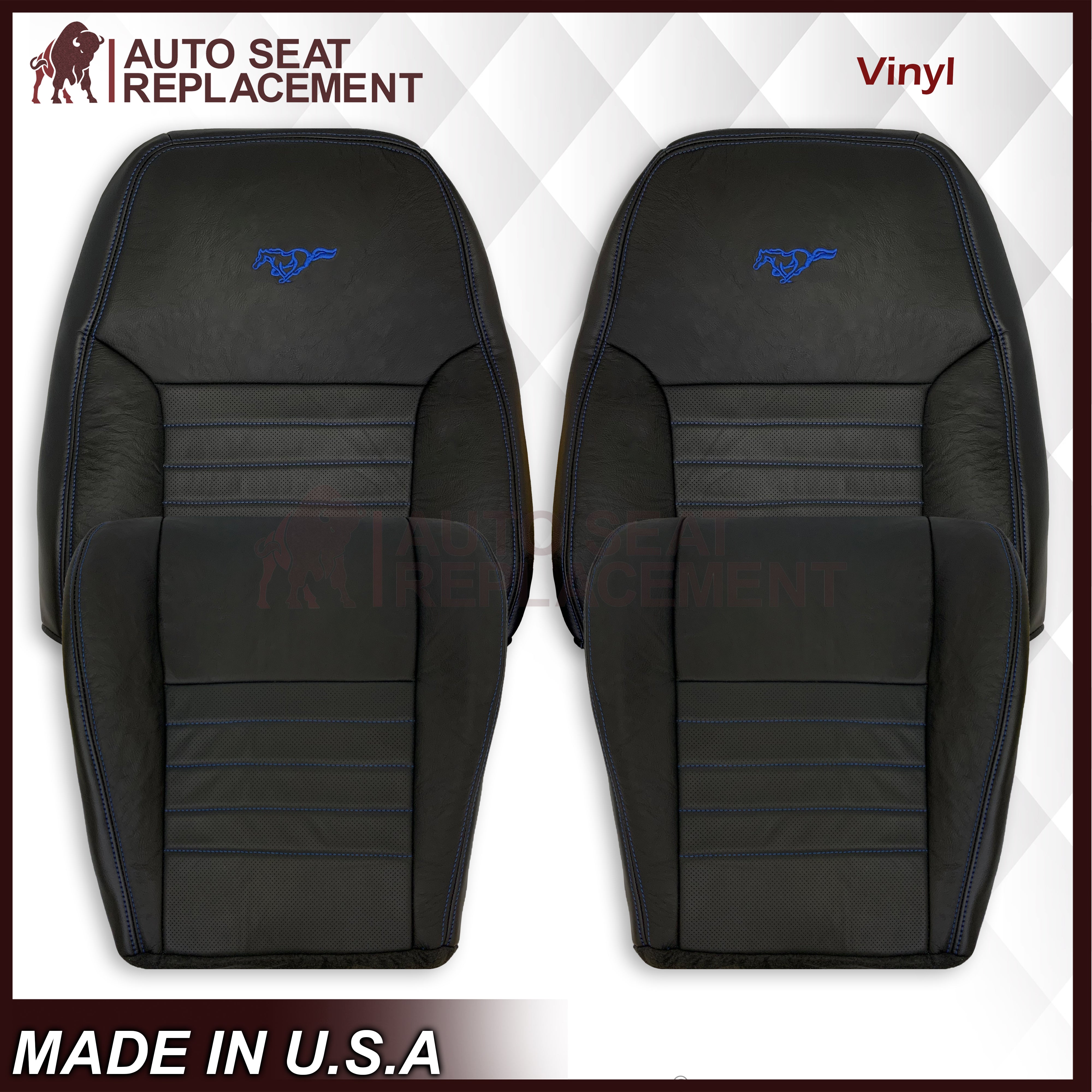 Custom Seat Covers for 1999-2004 Ford Mustang GT Convertible - Choose Colors & Add Logo - Perfect for Car Enthusiasts & Gift Ideas