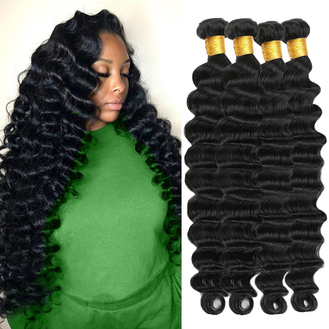100% Unprocessed Brazilian Virgin Remy Human Hair Bundles - Loose Deep Wave 20-26 Inch Natural Black Hair Extensions for Styling & Protective Hairstyles | Perfect for Weaves, Wigs & Braiding