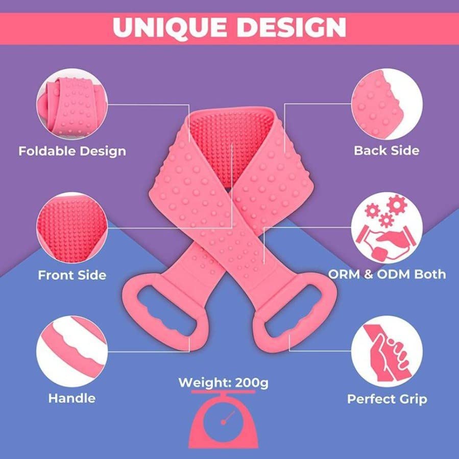 Premium Silicone Body Scrubber - Double-Sided Exfoliating Brush for Deep Skin Cleansing & Dead Skin Removal - Perfect for Shower, Bath & Spa Relaxation