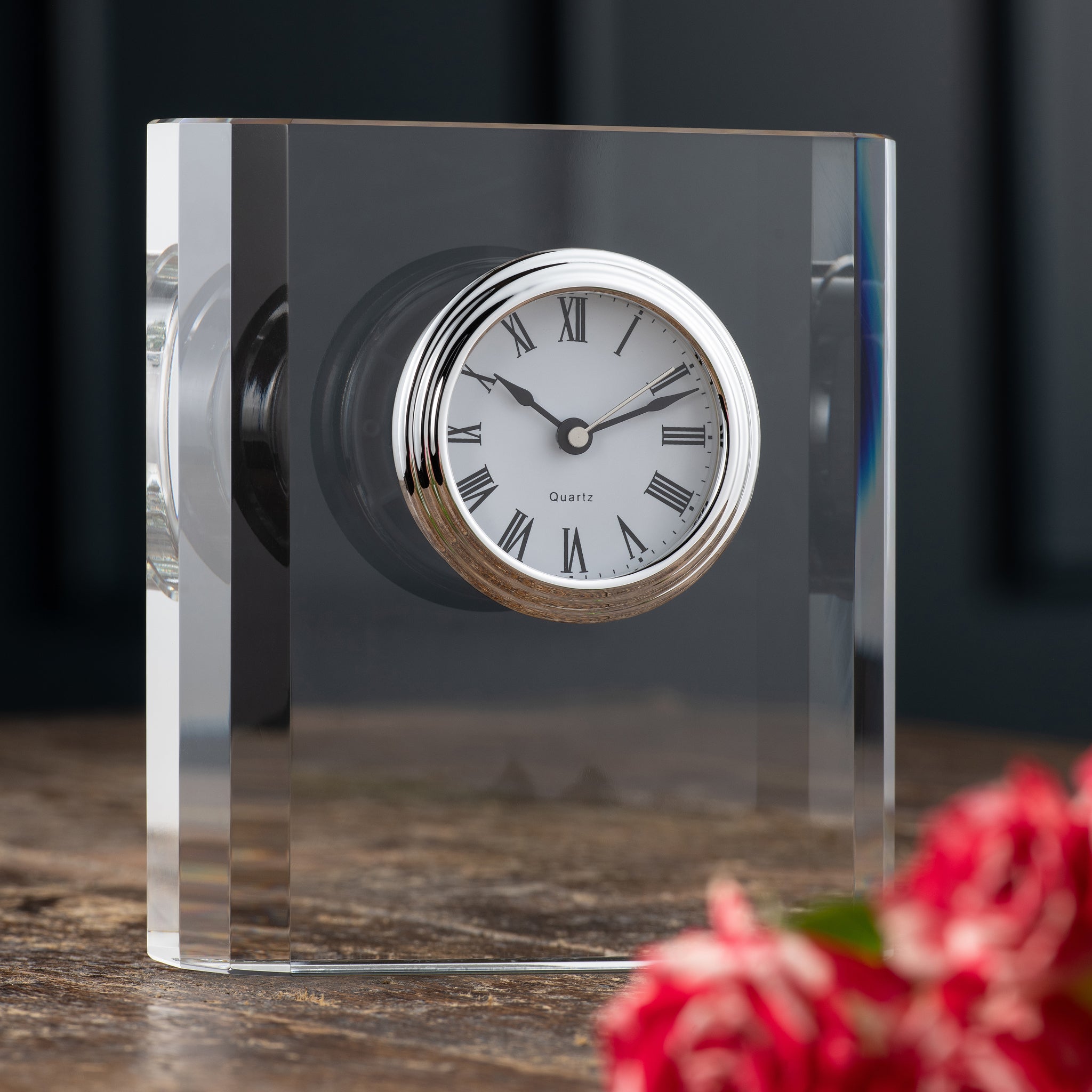 Galway Crystal Large Mantel Clock - Elegant Handcrafted Glass Clock for Home & Office Decor | Perfect for Fireplace, Shelf, or Desk Display