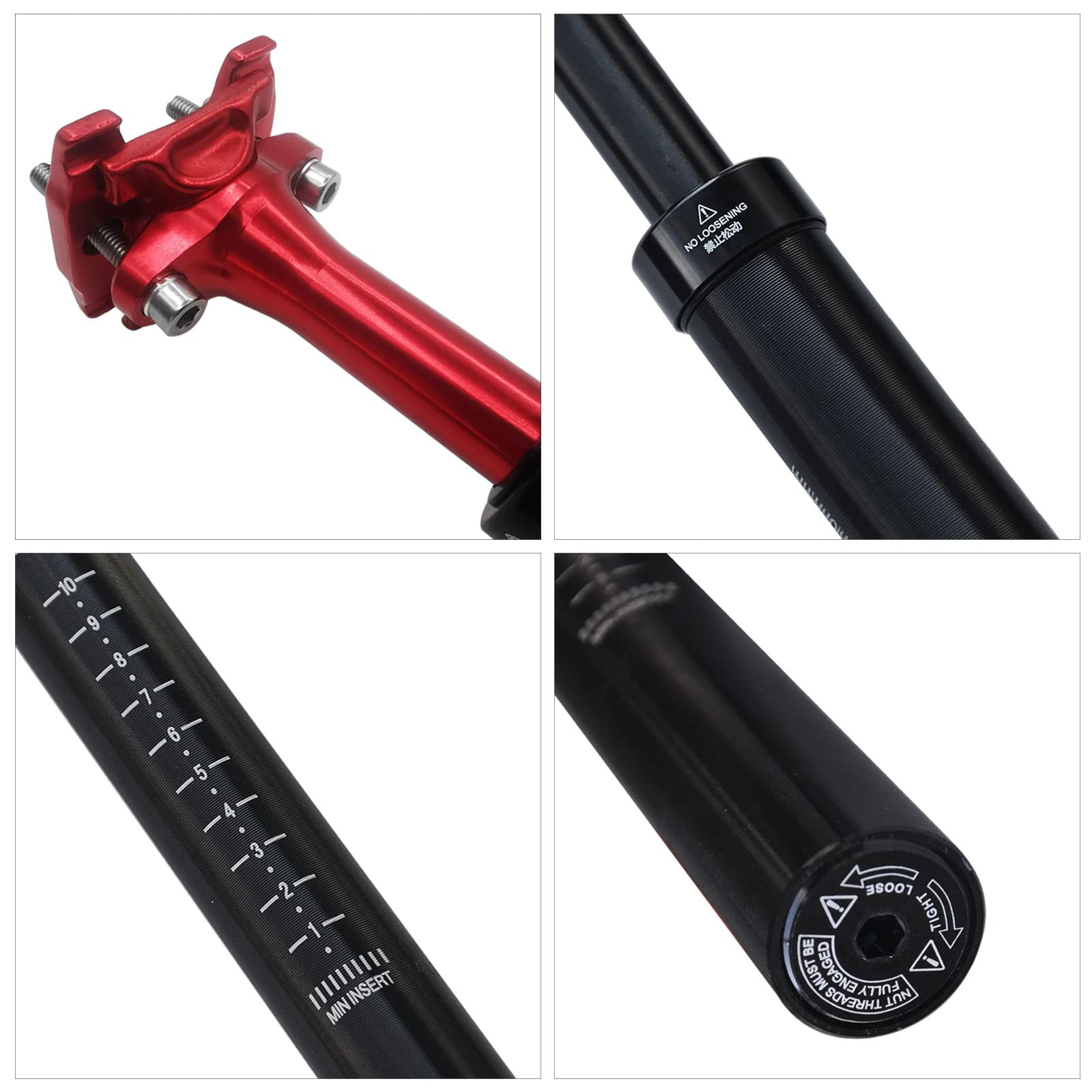 UPANBIKE 400mm Bike Suspension Seatpost - Shock Absorber Seat Post for Mountain Bike, BMX & Road Bike - Compatible with φ27.2mm/28.6mm/30.9mm/31.6mm - Perfect for Off-Road Cycling, Commuting & Bumpy Trails