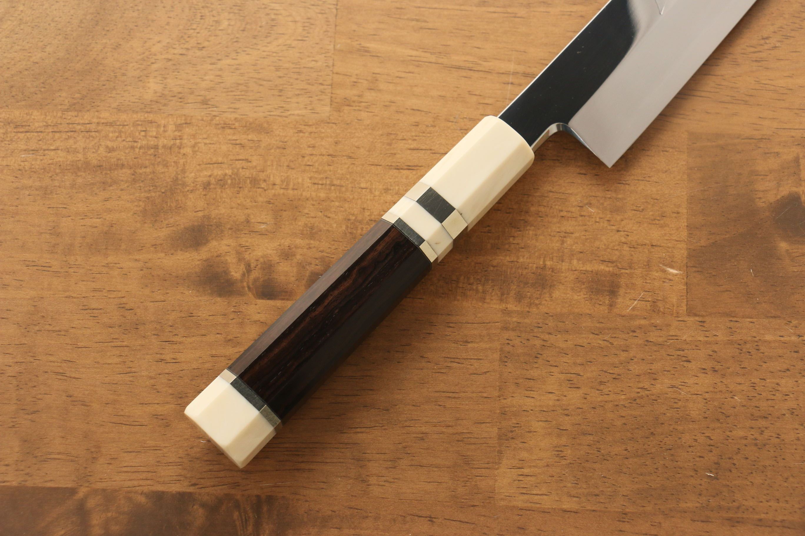 Premium Jikko Silver Steel No.3 Kiritsuke Yanagiba Knife 300mm - Mirror Finish, Ebony Wood Handle with Ring - Perfect for Sushi Chefs & Japanese Cuisine Lovers