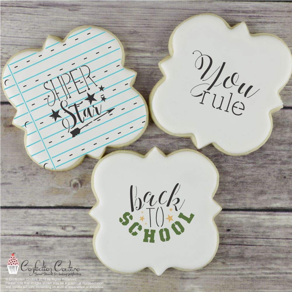 Back to School Cookie Stencils - 4 Sheet Value Pack for Baking, Holiday Decorating & DIY Crafts