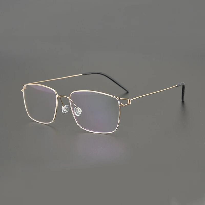 Unisex Black Titanium Square Screwless Full Rim Eyeglasses Frame 42001 - Lightweight & Durable for Work, Reading, and Everyday Wear