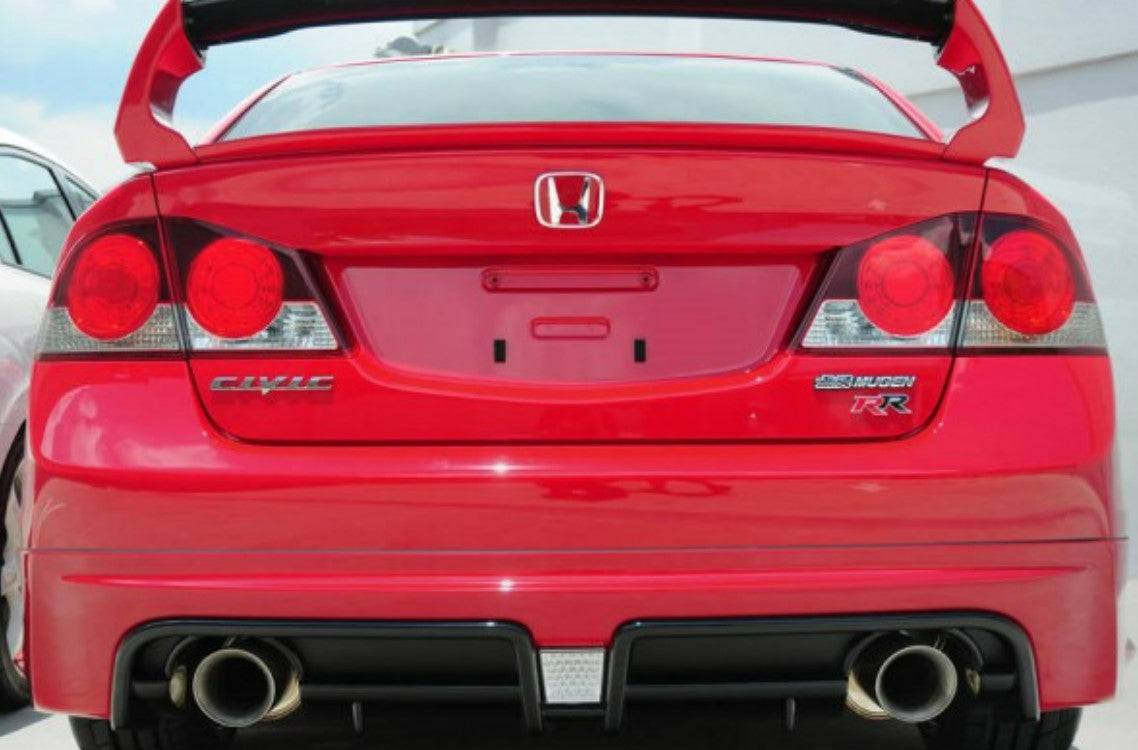 Mugen RR Style Rear Bumper Lip with LED Brake Light for 2006-2011 Honda Civic 4-Door Sedan | Dual Exhaust Compatible | Perfect for Car Customization & Street Racing