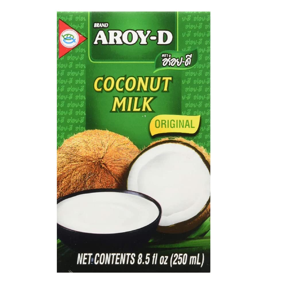 Aroy-D Premium Coconut Milk 8.5oz (250ml) - Pack of 24 Cans | 100% Natural, Unsweetened, Dairy-Free | Perfect for Thai Curry, Smoothies, Baking & Coffee Creamer