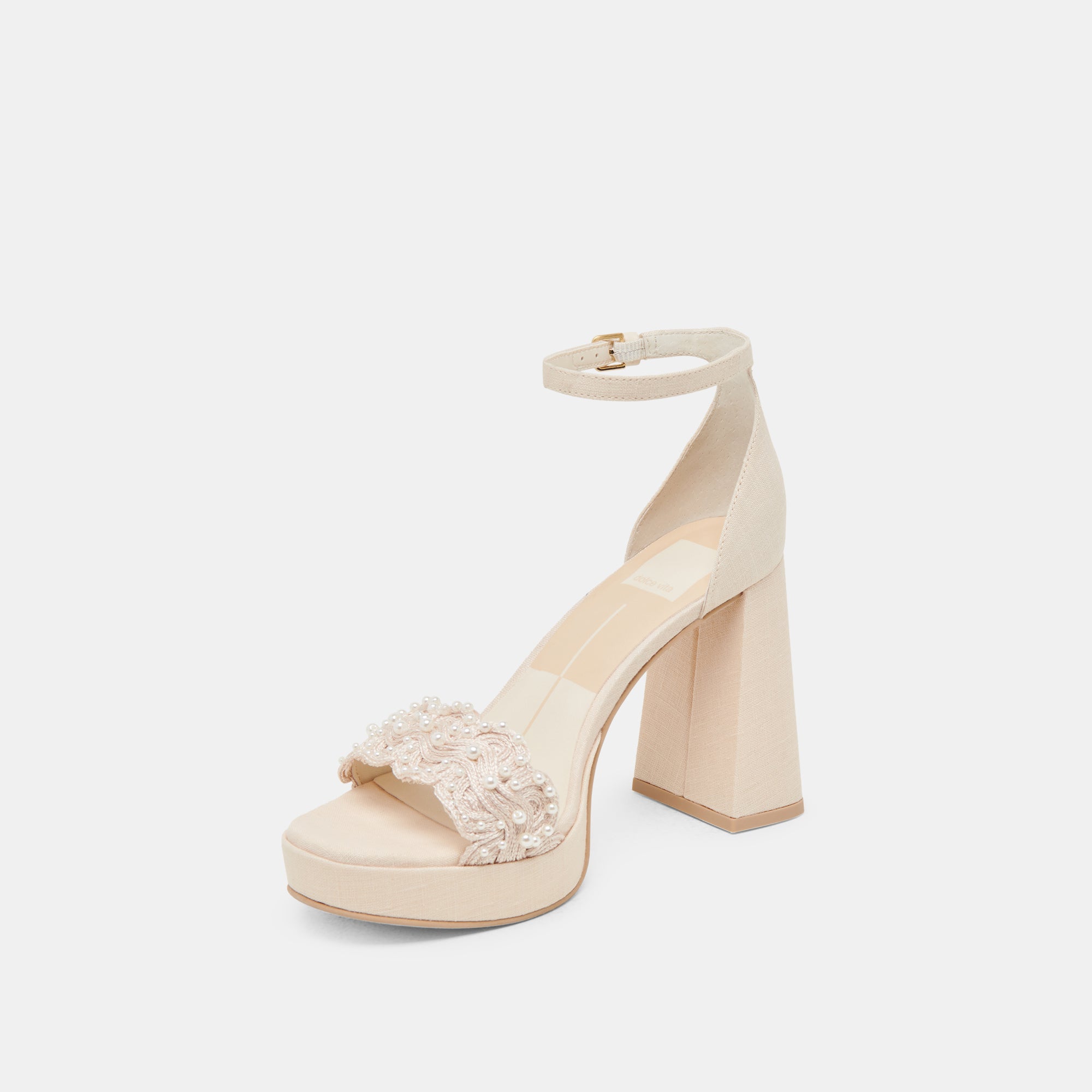 PELTIN Women's Vanilla Woven Raffia Pearl Heels - Comfortable Summer Sandals for Beach, Wedding & Party Occasions