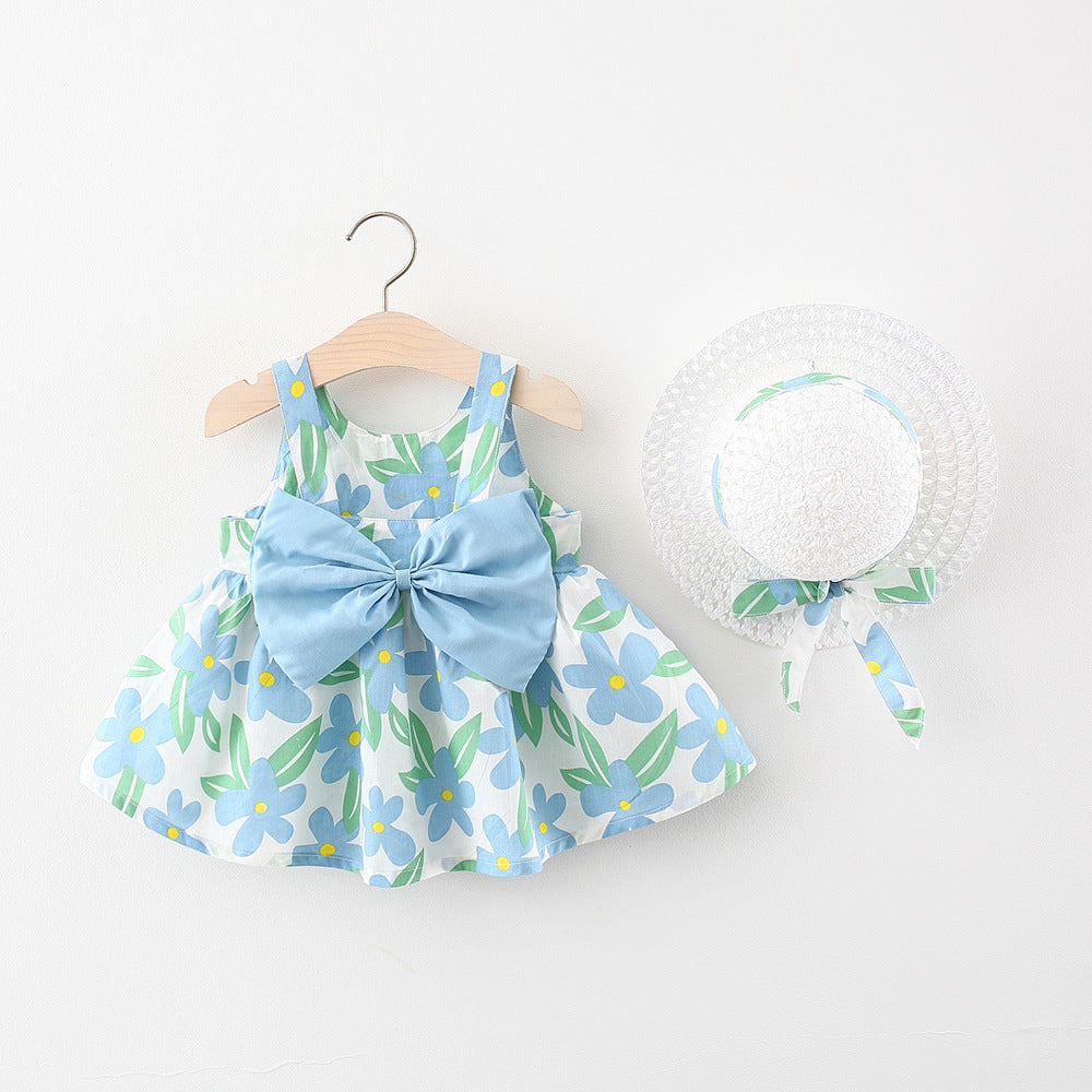 Adorable Baby Girl Floral Print Bow Dress for Birthday Party & Special Occasions - Perfect for Flower Girls, Christenings, and Photo Shoots