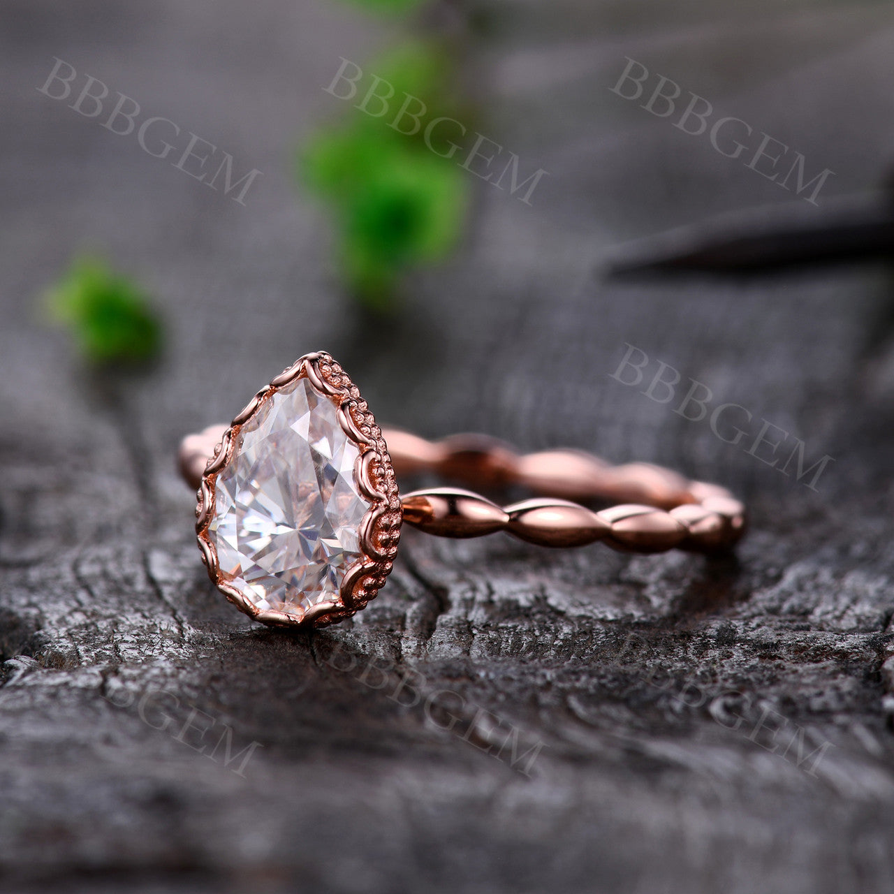 1.25 Carat Pear Cut Moissanite Engagement Ring in Rose Gold Bezel Setting - Perfect for Proposals, Weddings & Anniversaries