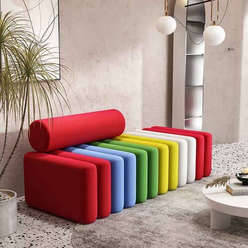 Vintage Stripe Sofa - Modern Mid Century Living Room Couch with Comfortable Fabric Upholstery | Perfect for Small Spaces, Apartments & Cozy Home Decor