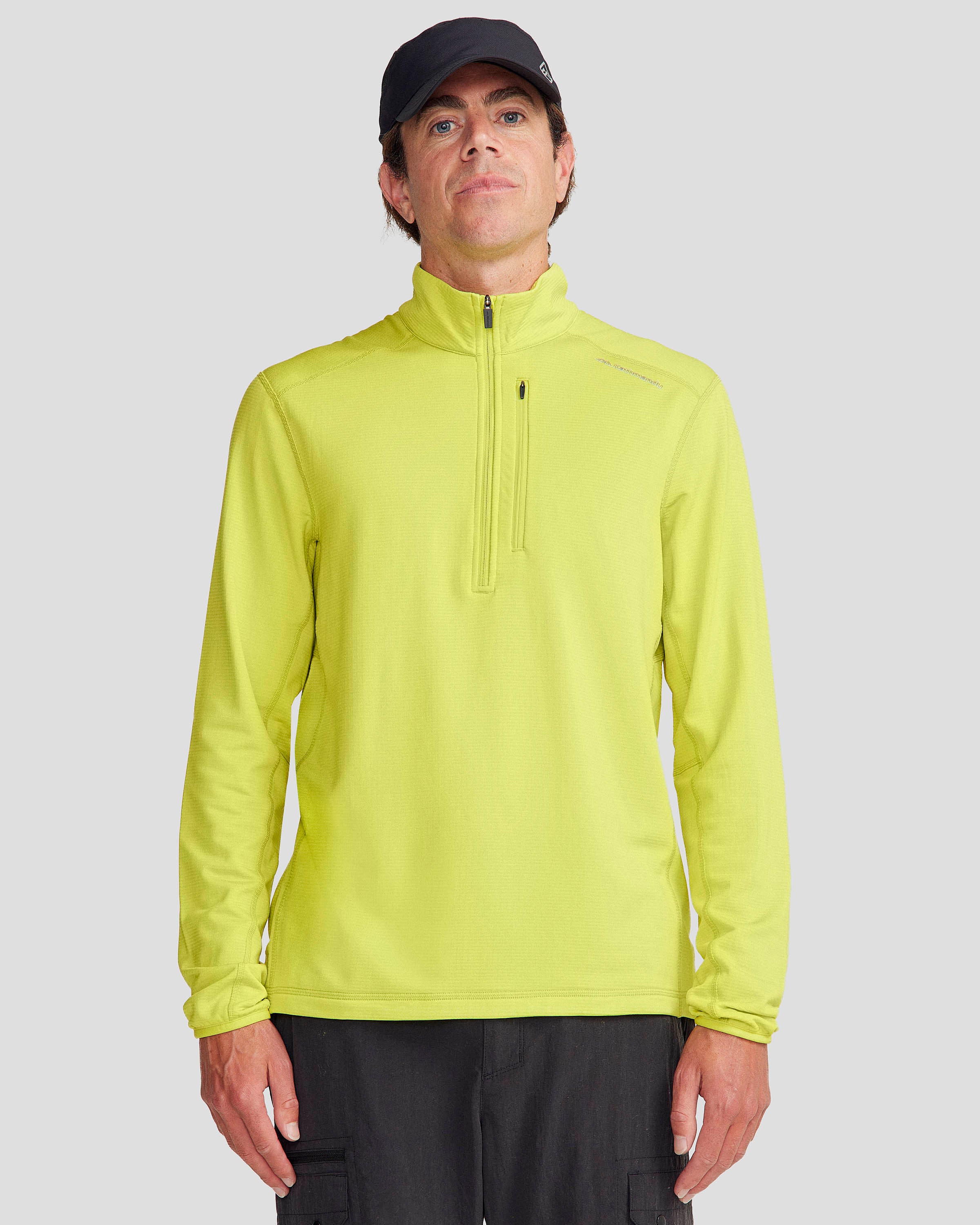 Men's Seeker Fleece ¼ Zip Pullover - Lightweight Warm Quarter-Zip Sweatshirt for Outdoor Activities in Bright Moss Green | Hiking, Camping & Casual Wear