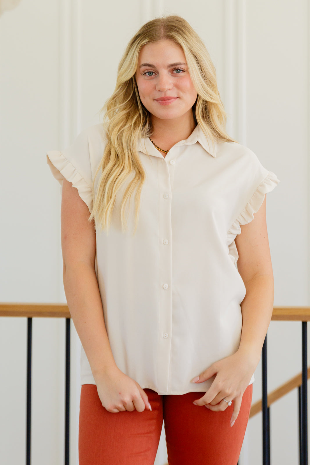 Elegant Day Date Ruffle Sleeve Blouse for Women - Perfect for Office Wear, Date Nights & Special Occasions | Flowy & Feminine Top