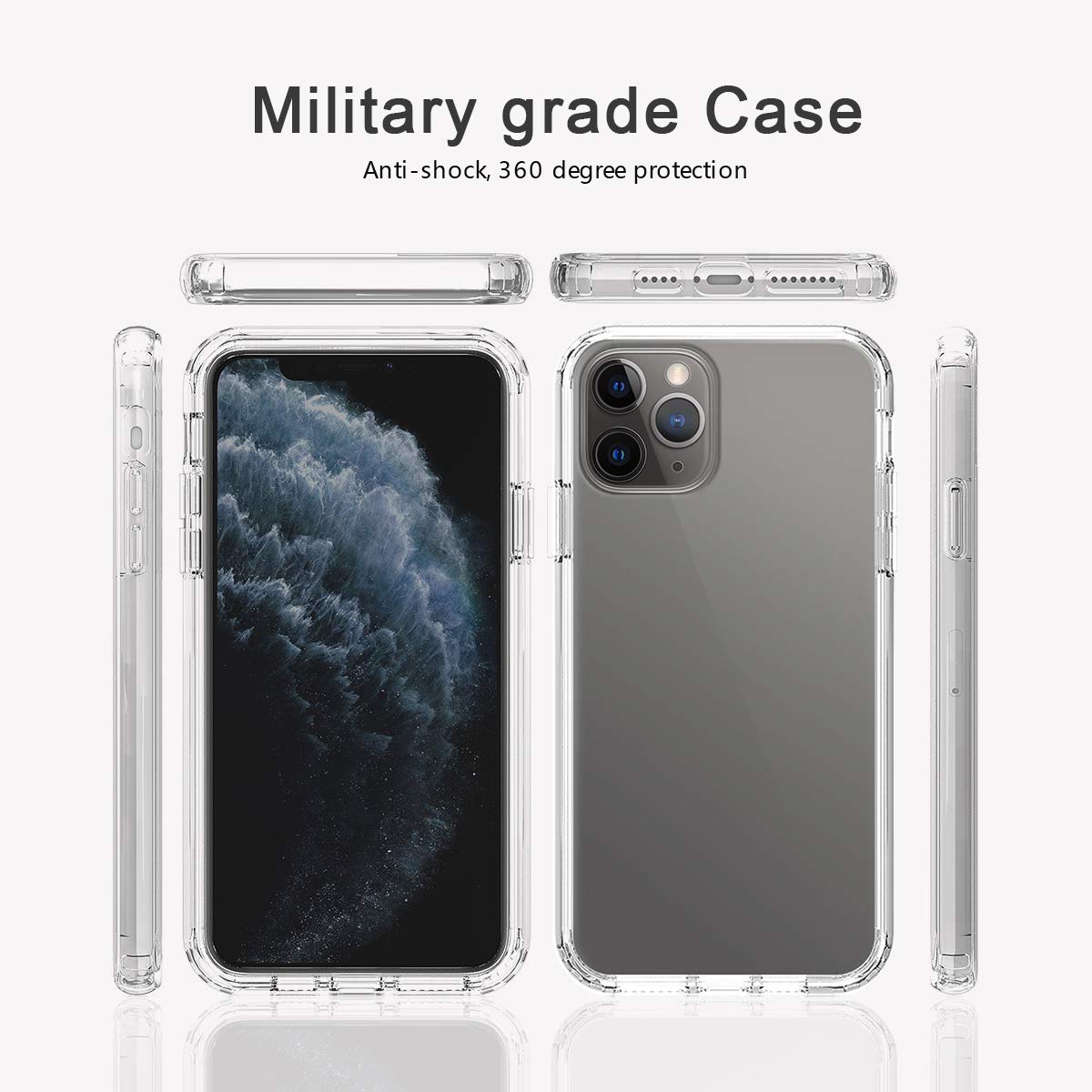 Custom iPhone 11 Pro Clear Phone Case with Photo - Personalized Shockproof Heavy Duty Cover, 3-in-1 Military Grade Protection with Screen Protector - Perfect for Christmas Gifts, Travel & Everyday Use