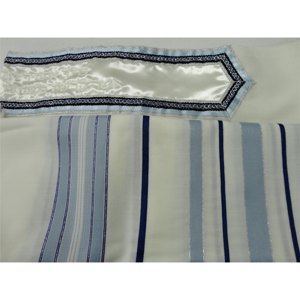 Classic White & Blue Wool Tallit Prayer Shawl with Tzitzit - Bar Mitzvah, Wedding & Jewish Ceremonies - Perfect for Religious Services & Special Occasions