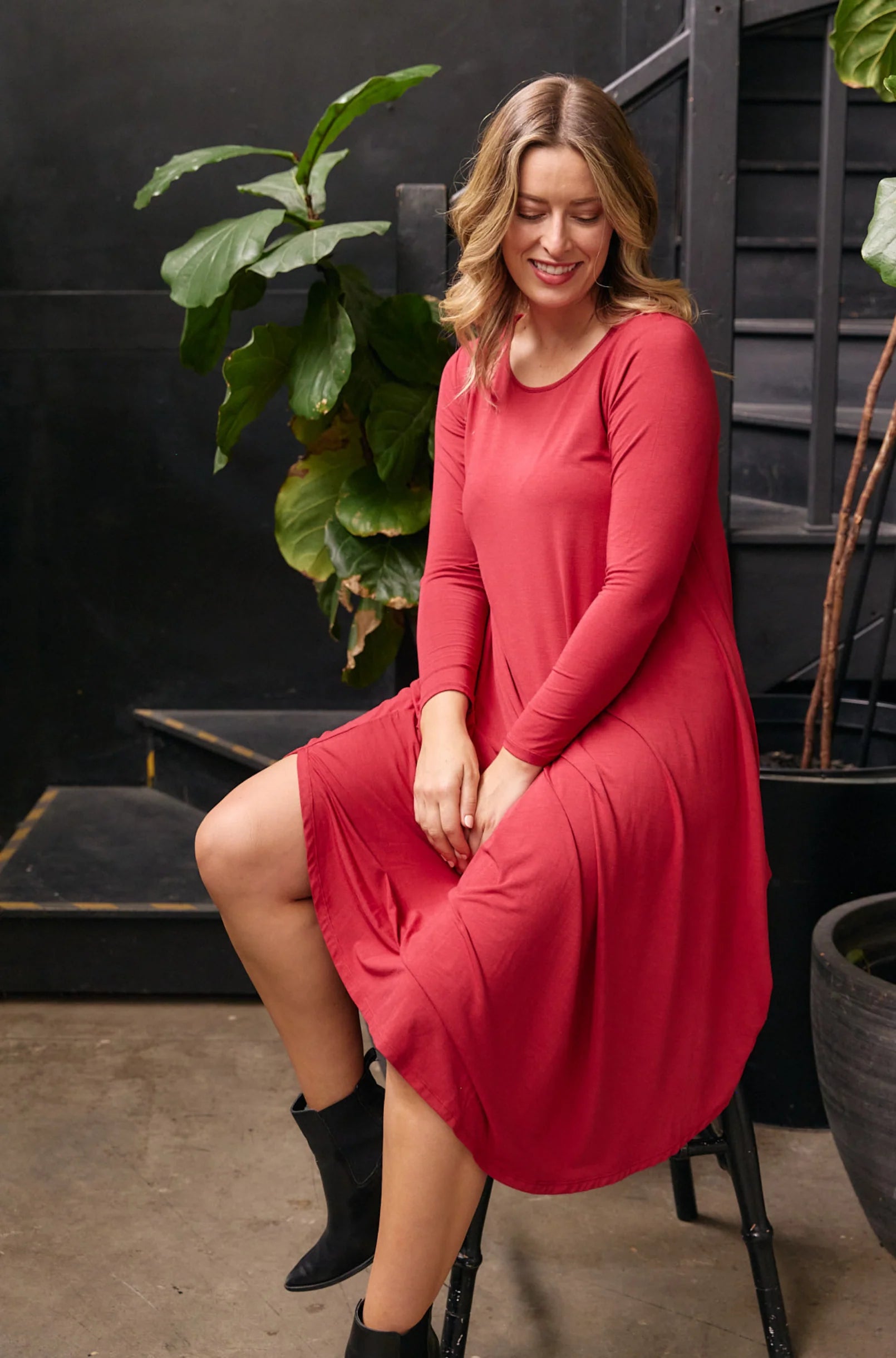 Tani Marl Long Sleeve Tri Dress - Women's Stylish Casual & Athletic Dress for Yoga, Running, and Everyday Wear