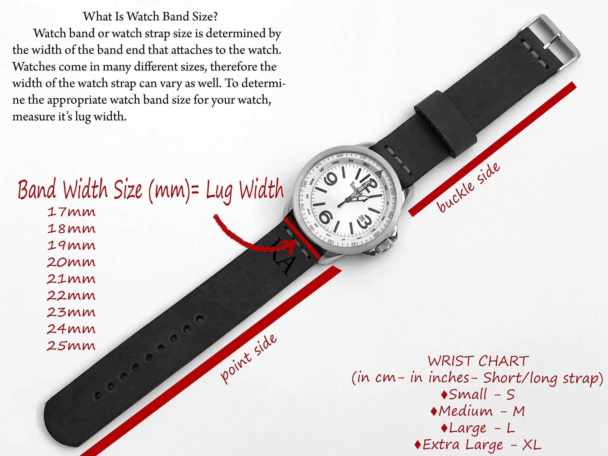 Handmade Leather Watch Band 18-24mm - Personalized Strap for Men & Women