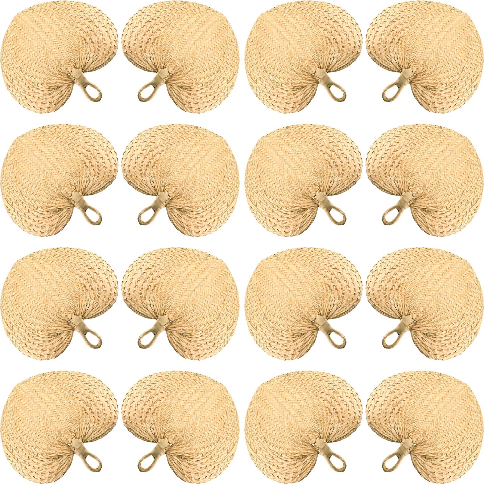 Chunful 15-Piece Natural Raffia Hand Fans - Palm Leaf Wedding Fans for Summer Cooling, Bulk Party Favors, Farmhouse Wall Decor | Perfect for Weddings, Beach Parties & Outdoor Events