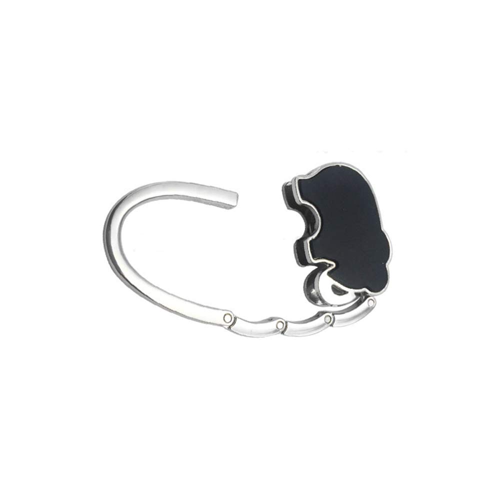 2 Pack Elephant Shaped Foldable Purse Hooks - Portable Handbag Hangers for Tables, Restaurants & Travel - Space Saving Bag Holder for Purse Storage (Black) - Perfect for Dining Out, Shopping & Office Use