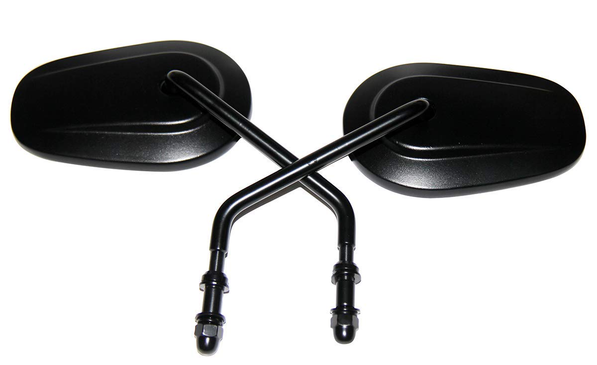 Black CNC Long Stem Custom Mirrors for 2009 Harley-Davidson Dyna Super Glide Custom EFI FXDCI - Durable Aftermarket Motorcycle Mirrors for Enhanced Visibility & Safety on Road Trips