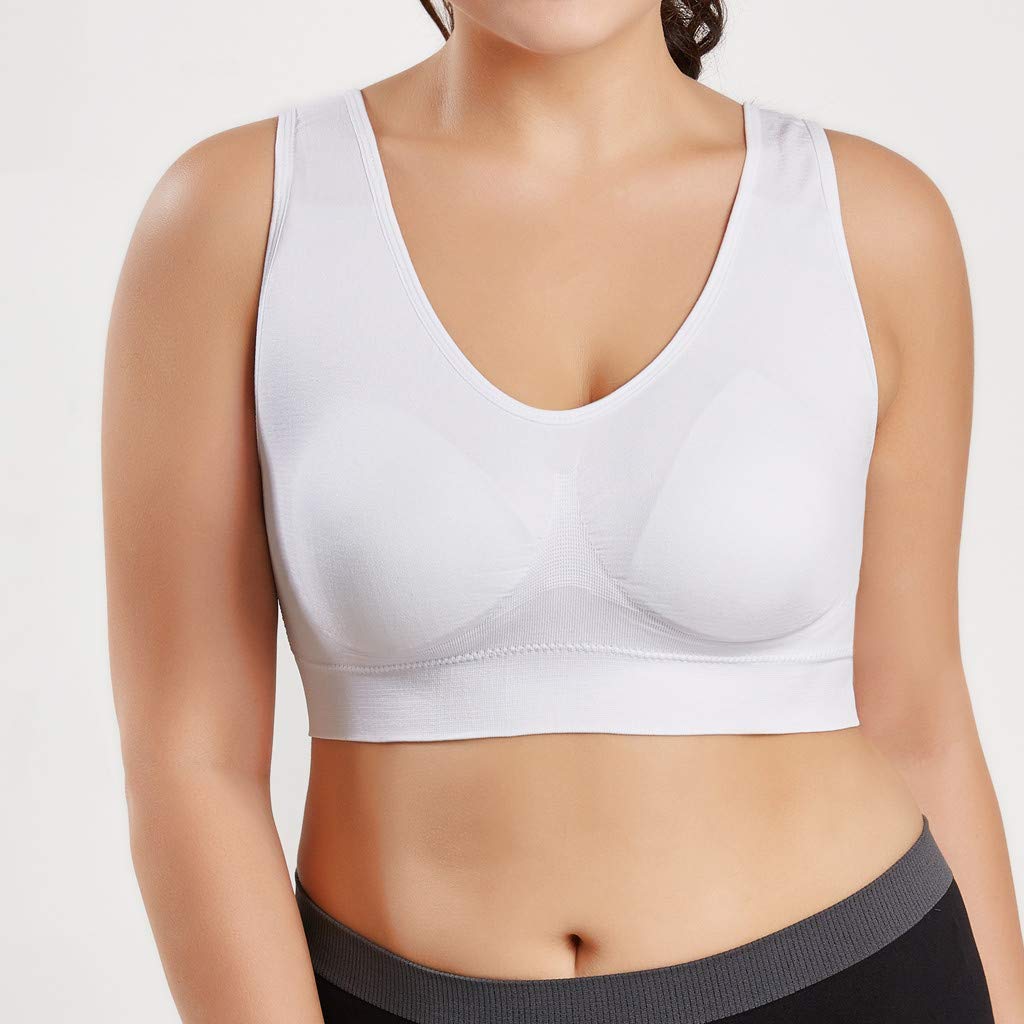 Plus Size Women's Sports Bras - Ultra-Thin Full Coverage Yoga Bra for Fitness & Workouts - Breathable Comfort in Pure White (XXXXL) - Perfect for Gym, Running, and High-Intensity Training